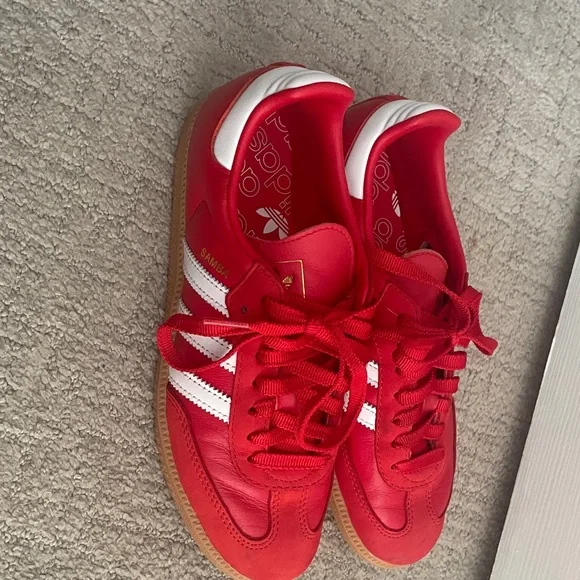 Adidas Bold Red Sneakers with White Accents - Picture 5 of 6
